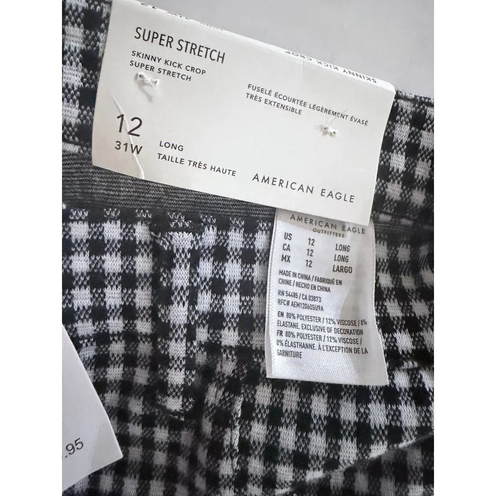 American Eagle Skinny Kick Crop Pants Size 12 Long Super High Rise Super Stretch - Picture 5 of 11